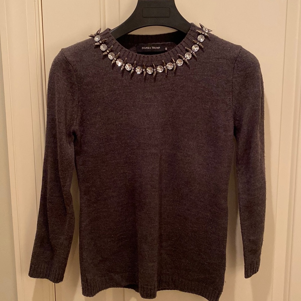 Ivanka Trump sweater, size x-small, beautiful beaded grey sweater.